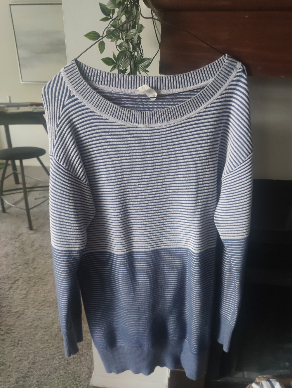Striped Blue and White Women's Pullover Sweater Tunic